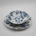 Conjuntos de jantar de porcelana branca de flor azul